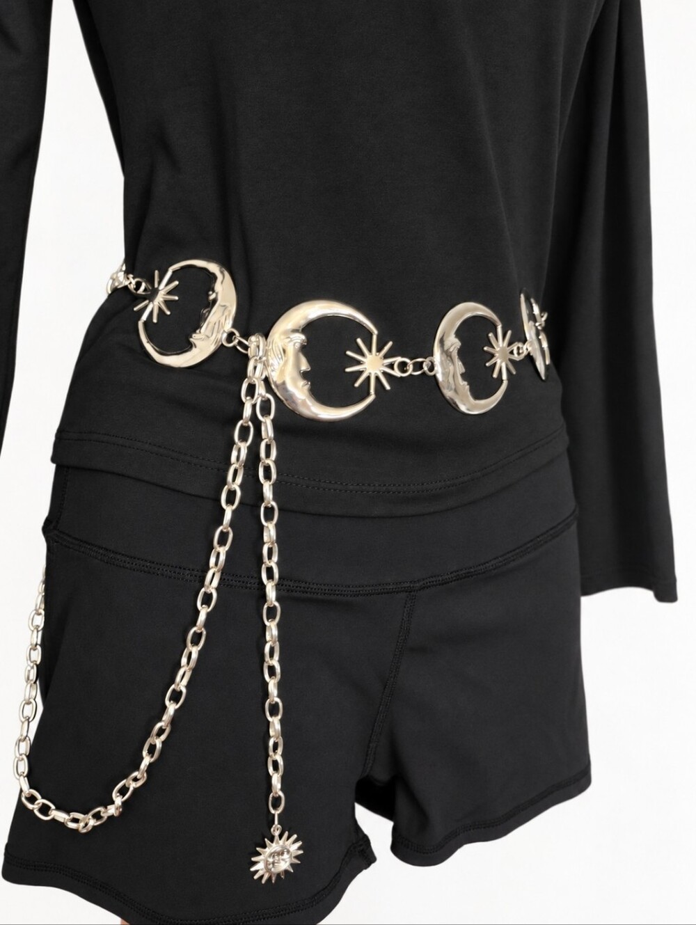 Chain Belt Moon And Stars Belt In Silver